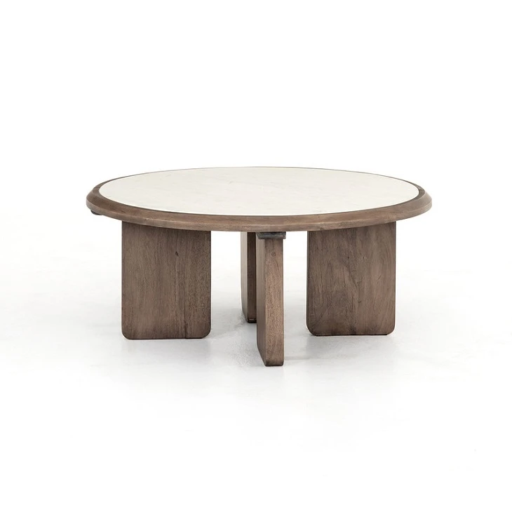 Faux White Marble Round Coffee Table