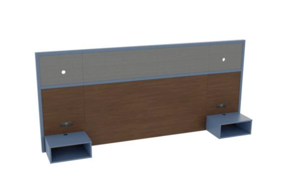 Headboard Ukuran King America Inn Dengan Meja Tidur Mengambang - Panel Kayu Dua-Halus
